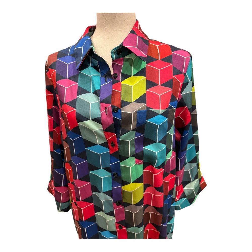 MILLY 100% Silk Sophie Geo-Dress NWT 
size Medium - Picture 6 of 13